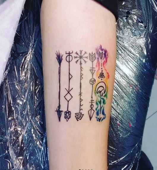 tauaje de flecha acuarela watercolor