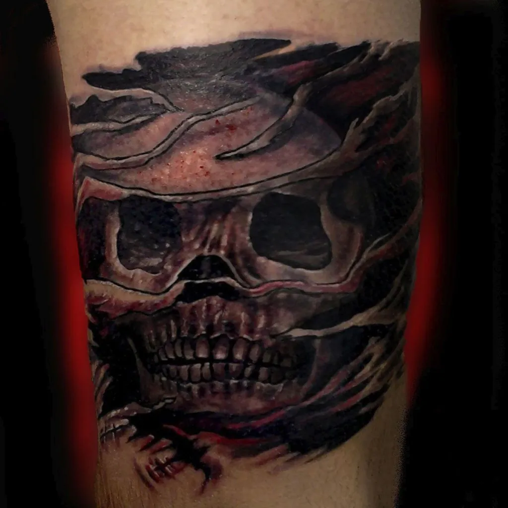 tatuaje de calavera black and gray