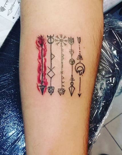 tauaje de flecha acuarela watercolor