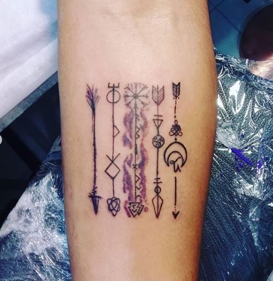 tauaje de flecha acuarela watercolor