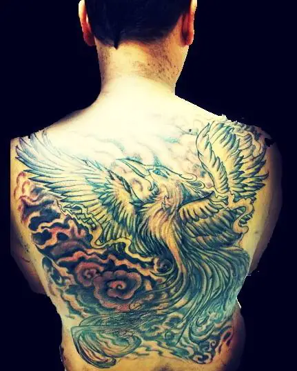 tatuaje ave fenix oriental